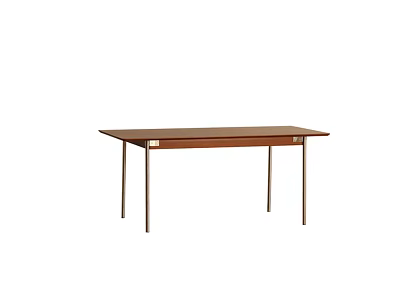 Minimalist Wooden Desk With Rectangular Top And Slim Metal Legs 3d model