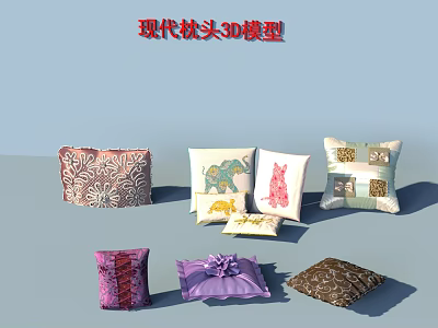 Modern Decorative Pillows 3D Models With Various Patterns Colors And Designs 3d model