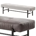 Modern Upholstered Bench Design With Gray Padded Seat And Black Metal Legs