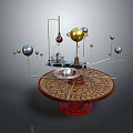 Artistic Exquisite Ornament Set With Metal Stands Multiple Spheres And Circular Base