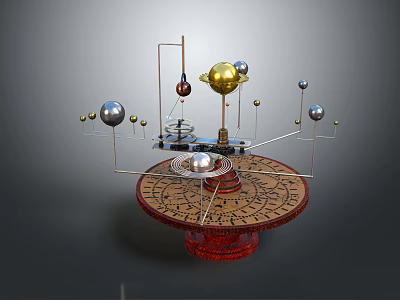 Artistic Exquisite Ornament Set With Metal Stands Multiple Spheres And Circular Base 3d model