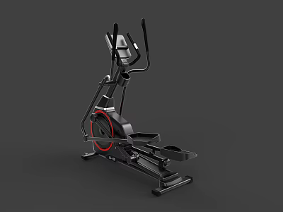 Black Elliptical Stepper Machine for Sports Fitness with LCD Monitor and Red Details 3d model