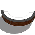 Curved Wooden Reception Desk With Brown Finish Black Countertop And Modern Office Storage