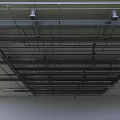Industrial Ceiling Structure with Metal Frames Beams and Lighting Fixtures 3d model