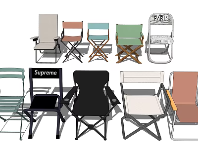 Stylish Folding Leisure Chairs With Supreme Paris Designs And Various Colors 3d model
