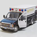 White And Black Police Toy Car With Red Blue Emergency Lights And Logo