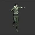 Man in Green Jacket and Camouflage Pants Striking Dynamic Pose