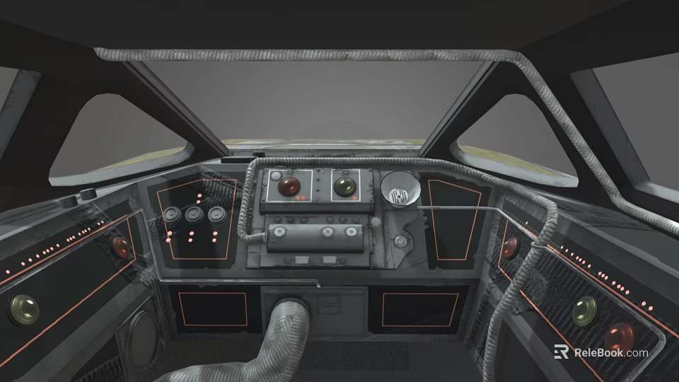 Airplane Cockpit Interior With Control Panels Dials Console And Pilot Seat 3d model