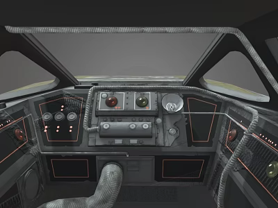 Airplane Cockpit Interior With Control Panels Dials Console And Pilot Seat 3d model