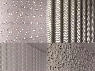 Modern Textured Background Wall Designs With Geometric And Striped Patterns 3d model