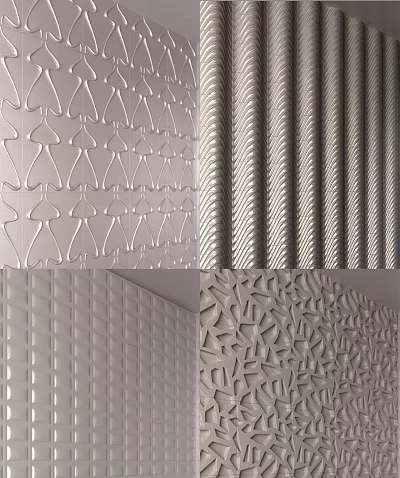 Modern Textured Background Wall Designs With Geometric And Striped Patterns 3d model