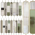 Modern Room Divider Design With Glass Panels Metal Frames And Green White Accents