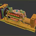 Orange Industrial Diesel Generator With Engine Fan And Mechanical Base