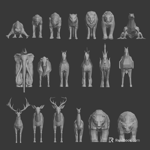 Reptile Low Poly 3D Models Collection With Geometric Design And Digital Art Style 3d model 