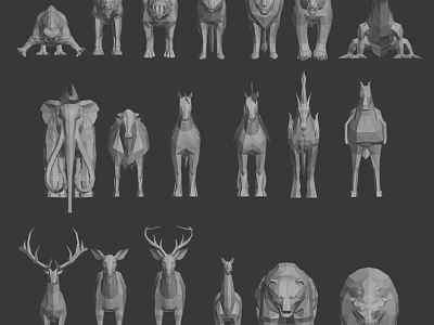 Reptile Low Poly 3D Models Collection With Geometric Design And Digital Art Style 3d model