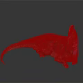 Vibrant Artistic Dinosaur Model With Red Green Stripes And Crest Prehistoric Creature