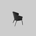 Modern Leather Leisure Chair With Curved Backrest Armrests And Wooden Legs