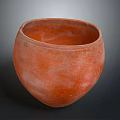 Artisan Hand Carved Orange Terracotta Pottery Vessel With Textured Surface