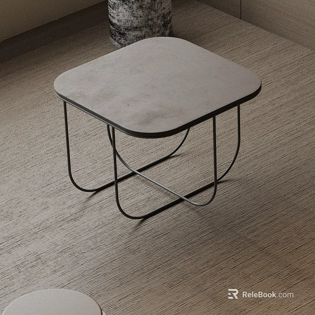 Modern Side Table With Square Gray Top And Black Metal Legs Design 3d model