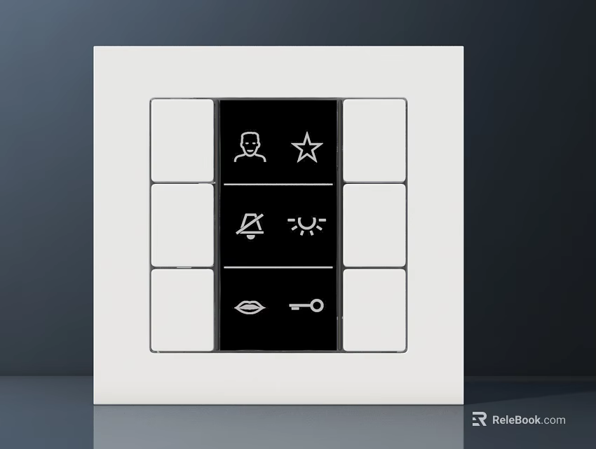 White Switch Panel With Multiple Control Buttons And Function Icons For Smart Home 3d model 