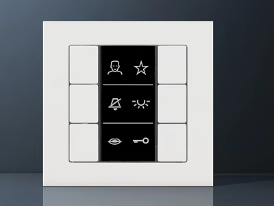 White Switch Panel With Multiple Control Buttons And Function Icons For Smart Home 3d model