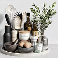 Well Organized Kitchen Utensils With Storage Jars And Decor Plants