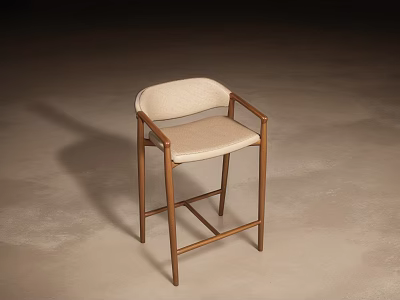 Modern Leisure Chair With Wooden Frame Light Fabric Cushion And Comfortable Armrests 3d model