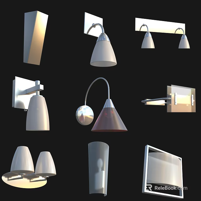 Stylish Modern Wall Lamps With Various Designs And Shapes For Home Interior Decoration 3d model 