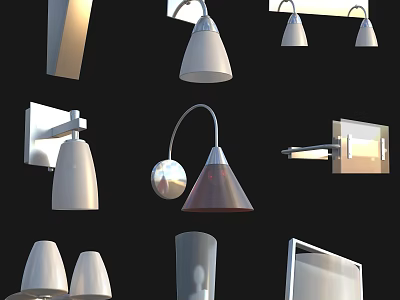 Stylish Modern Wall Lamps With Various Designs And Shapes For Home Interior Decoration 3d model