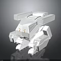 White Mechanical Creature Character With Geometric Structure Yellow Eyes And Low Poly Design 3d model