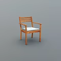 Natural Wooden Armchair With Light Cushioned Seat And Simple Armrest Design
