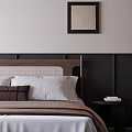 Modern Elegant Bedroom Interior With White Pendant Lamp Headboard Wooden Wardrobes And Bench