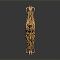 Golden Decorative Sword With Intricate Patterns On Grey Background And Reflection