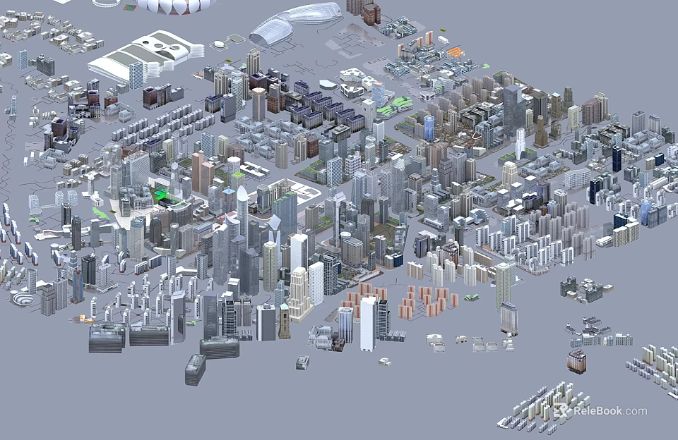 Birds Eye View Urban Planning With Detailed City Layout And Various Buildings 3d model 