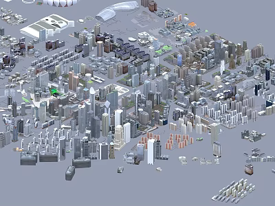 Birds Eye View Urban Planning With Detailed City Layout And Various Buildings 3d model