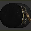 Steampunk Black Hat With Golden Wing Goggles Gear Details And Brown Strap