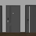 Three Black Security Doors with Different Textures and Handle Designs Indoor