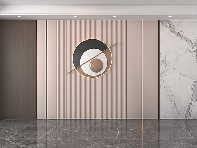 Modern Luxury Sofa Accent Wall With Geometric Decor And Marble Panel 3d model