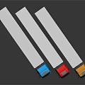 Three Colored Cargo Trucks With White Trailers On Black Reflective Surface
