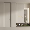 Modern Hinged Door Interior Design With Small Green Landscape And Decorative Lighting 3d model
