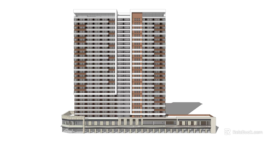 Modern High Rise Residential Building With Multiple Floors And Ground Floor Structure 3d model 