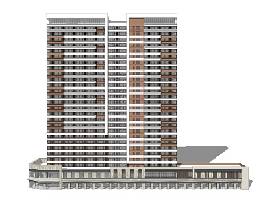 Modern High Rise Residential Building With Multiple Floors And Ground Floor Structure 3d model