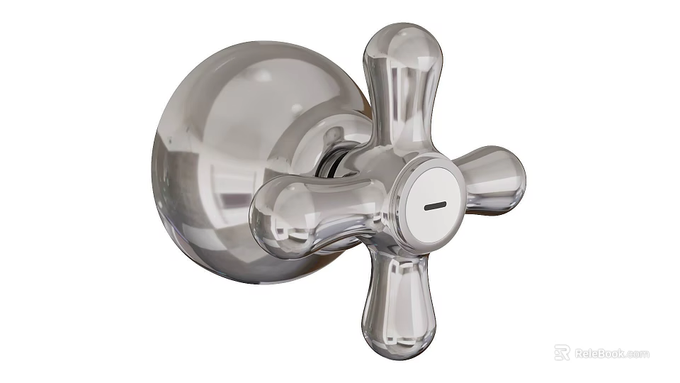 Polished Chrome Wall Mounted Faucet With Cross Handle For Modern Bathroom 3d model 