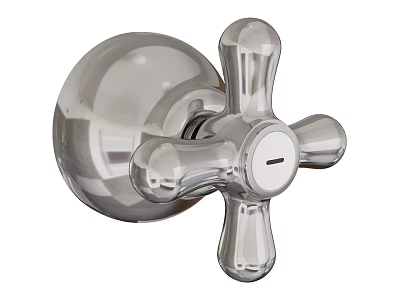 Polished Chrome Wall Mounted Faucet With Cross Handle For Modern Bathroom 3d model