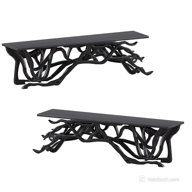 Black Console Tables Featuring Branch Like Legs And Modern Artistic Design 3d model