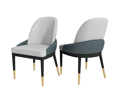 Modern Elegant Dining Chairs With Quilted Back White Cushion And Gold Accent Legs 3d model