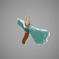 Handcrafted Turquoise Crystal Axe With Natural Wooden Handle And Blue Blade