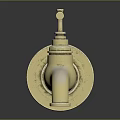 Golden Vintage Wall Mounted Brass Faucet With Cross Handle Polished Shiny Surface And Classic Design