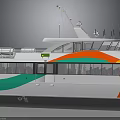 Fast Ferry Water Transport With Modern Design Green Orange White Colors For Tourist Travel
