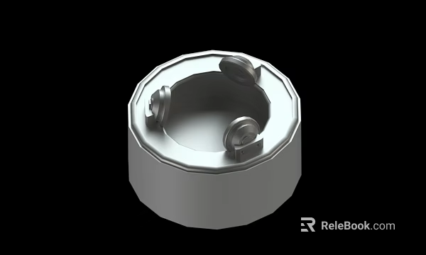 Silver Circular Mechanical Part With Central Hole And Three Small Components 3d model 